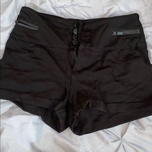 Black high waisted stretchy shorts